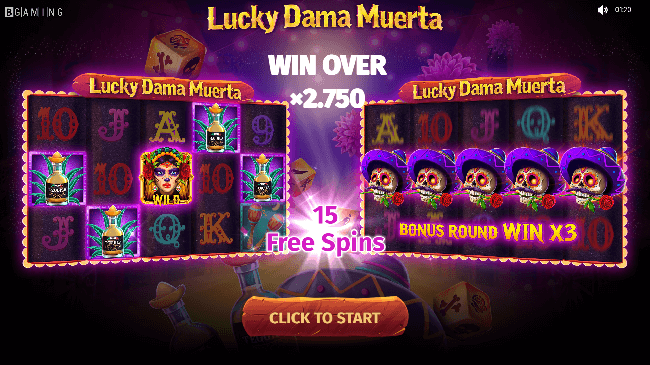 15 Free spins on the online pokies lucky Dama Muerta