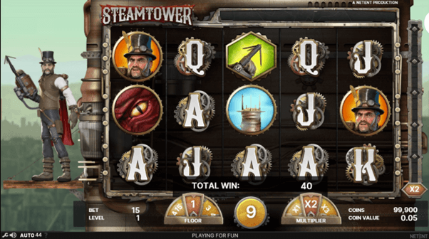 2x Multiplier op de online slot Steamtower