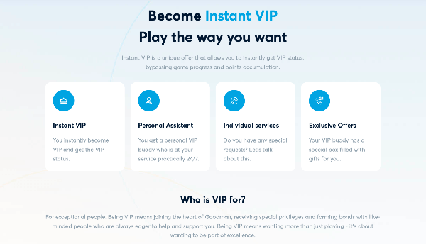 Become an instant VIP on th CA online Goodman Casino
