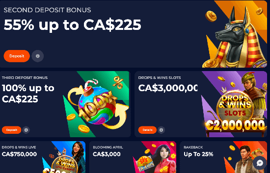 Bonusses on the online Casino Nine Casino