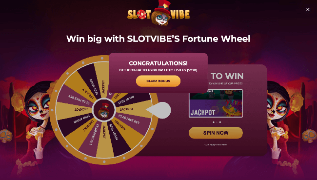 Fortune wheel on the AU online Slotvibe Casino