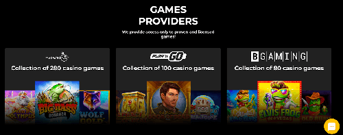 Games and Providers Page on the AU online Casino JoyWinner