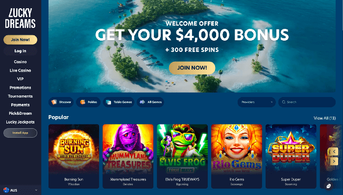 Lucky Dreams Casino Online for Australians Welcome offer
