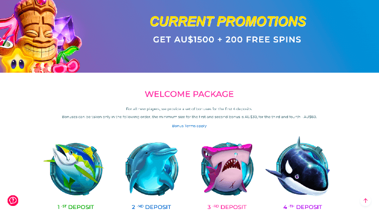 Promotions page on Surf Casino for Australians