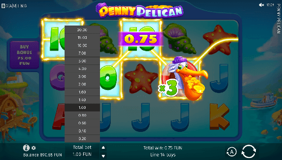 Total bet options for the online AU pokie Penny pelican