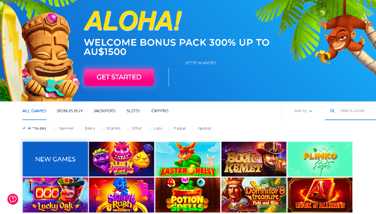 Welcome bonus pack on the online Surf Casino for AU