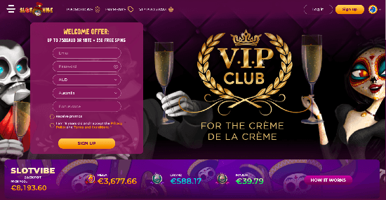 Welcome offer on the online AU casino Slotvibe