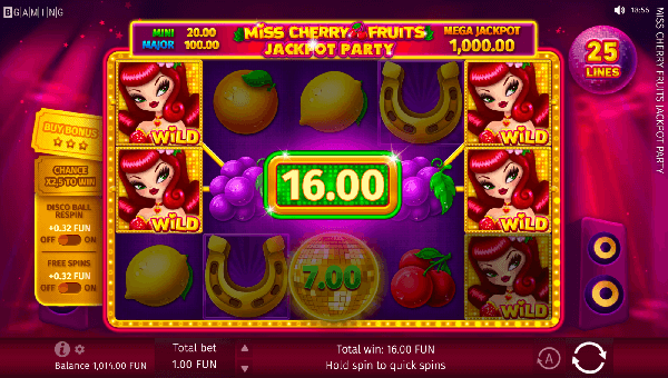Wilds on Miss Cherry Fruits Jackpot Party online pokies for AU