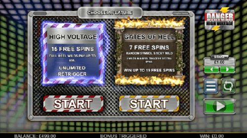 free feature scherm in het Danger high voltage slot spel