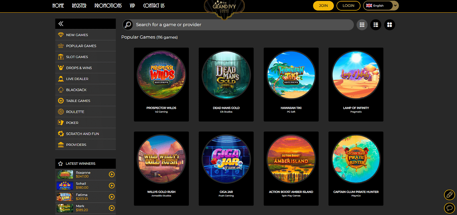 Grand Ivy Casino Games