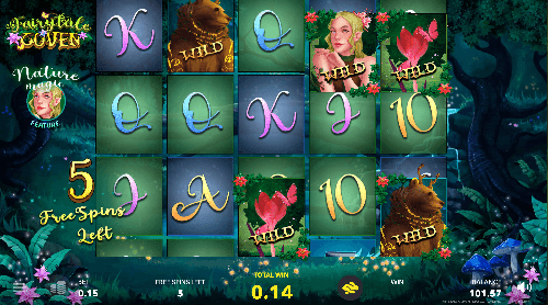 in game overview of the online casino pokie for AU Fairytale Coven