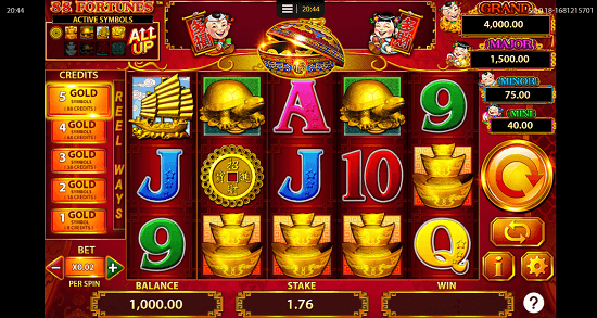 winning combination on the online Slot for Canadians 88 Fortunes