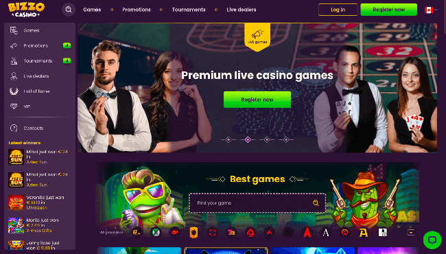 Bizzo Casino Premium Live games Canada