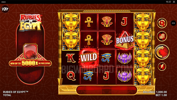 Bonussen en wilds op het Online casino speelveld van Ruby Ruby’s of Egypt slot