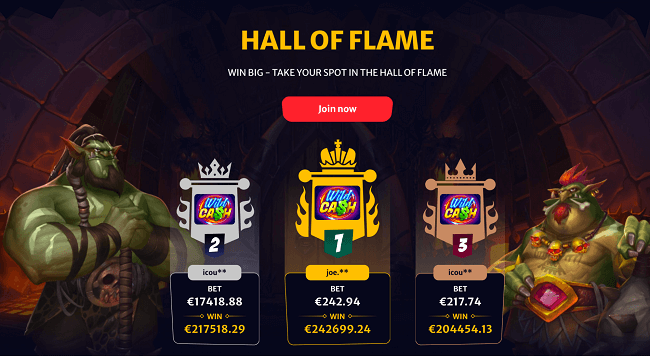Hall of fame and Vip Program of the online Casino CA Hell spin
