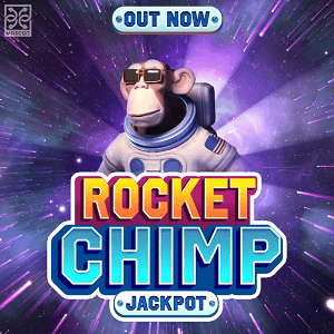 Rocket Chimp Jackpot by Mascot logo