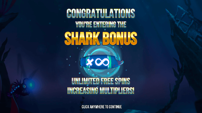 Shark bonus and unlimited free spins on Razor Shark by Push Gaming CA