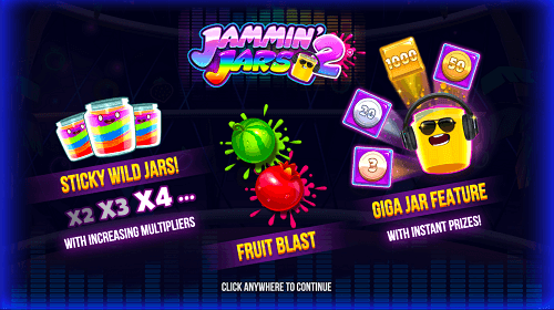 Startscreen for the online Candian Casino slot Jammin Jars 2