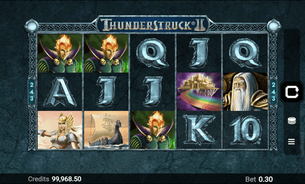 Verschillende symbolen op de online Casino Slot Thunderstruck II
