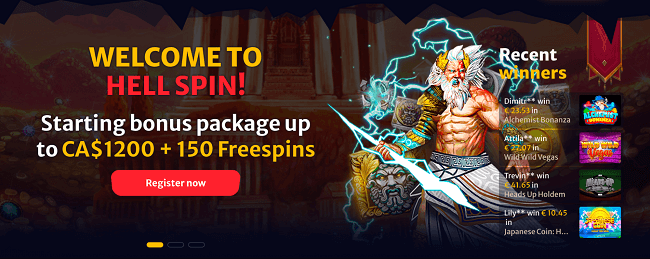 Welcome packages and bonuses on the Online Canadian Casino Hell spin