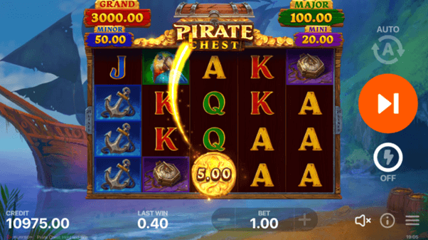 wincombinatie op de online casino slot Pirate Chest