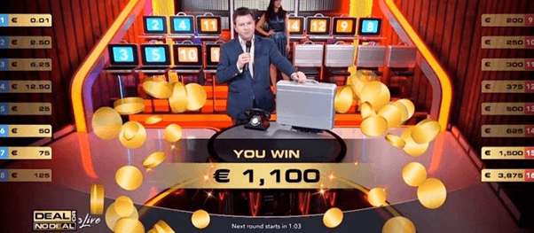 Een grote winst van 1100 Euro in de Deal or no deal live Casino Game