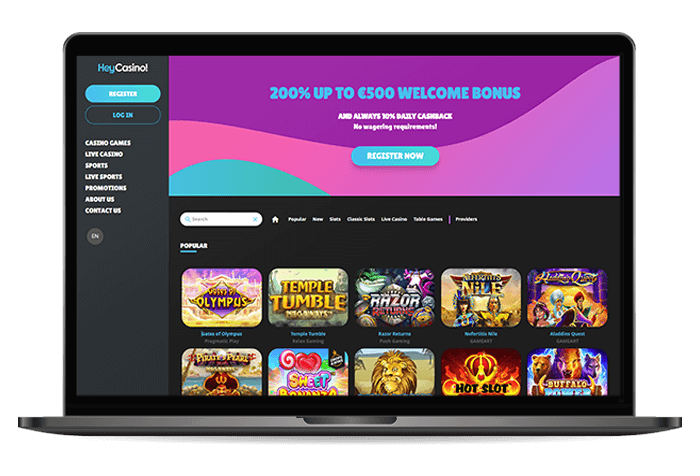 HeyCasino Online Casino NL Mockup