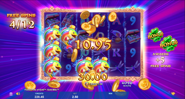 Gratis spin bonus op de online casino slot Fishin' Pots of Gold Gold Blitz