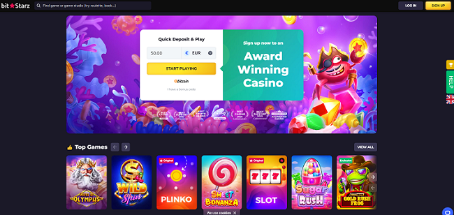 Home screen of the Online Casino for AU Bitstar