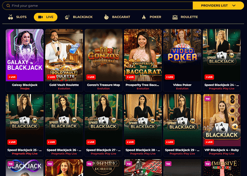 Live Casino games op de online Casino Betsomnia