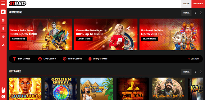 21red Casino homepage NT