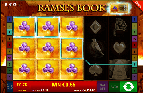 Bonussen en winlijnen van de Ramses Book online Casino slot