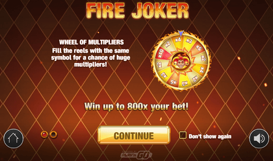 Fire Joker Pokie Review Homescreen