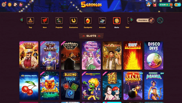 Online slot for the online Casino 5 Gringos