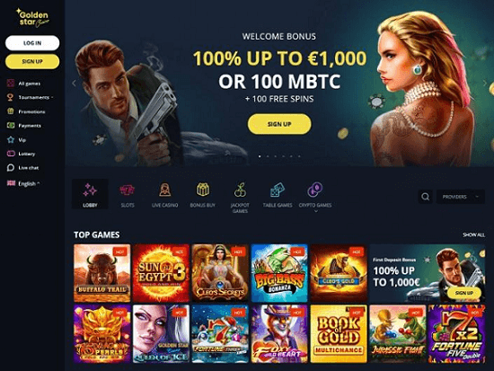 homepage of the Golden Star Casino