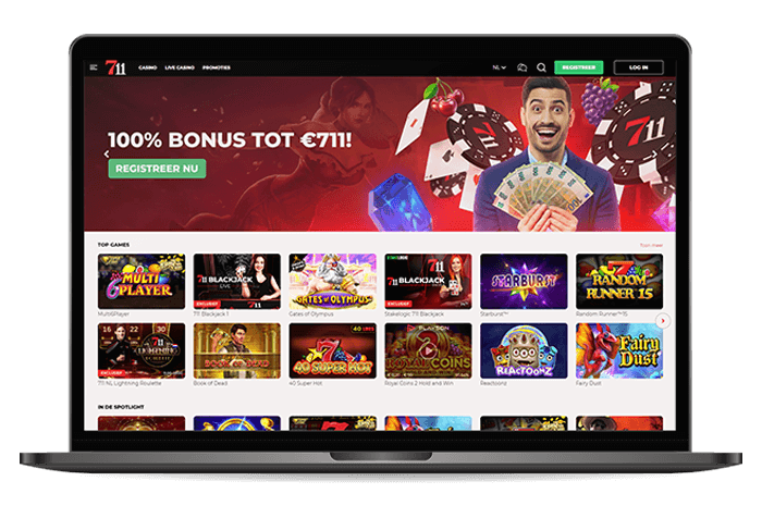 711 Online Casino Homepagina mockup NL