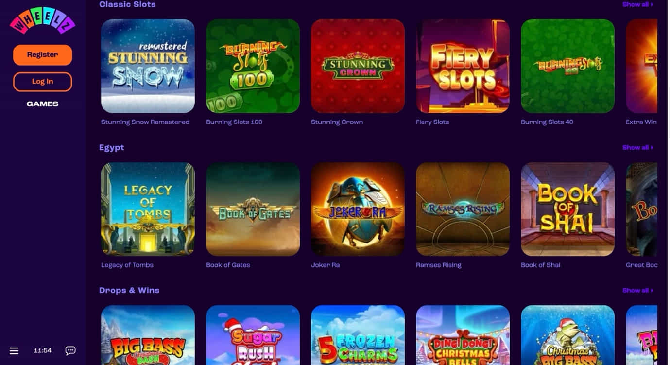 A Selection of Slot Games at Wheelz Casino