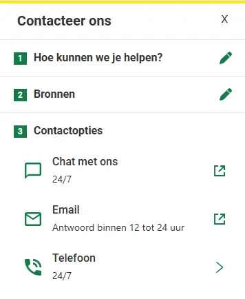 Unibet contacteer ons screenshot
