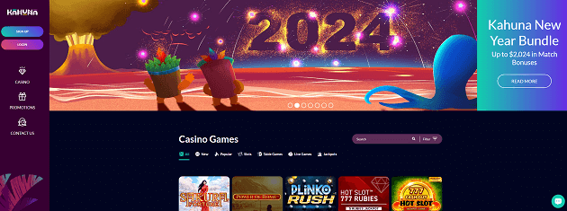 kahuna casino homepage