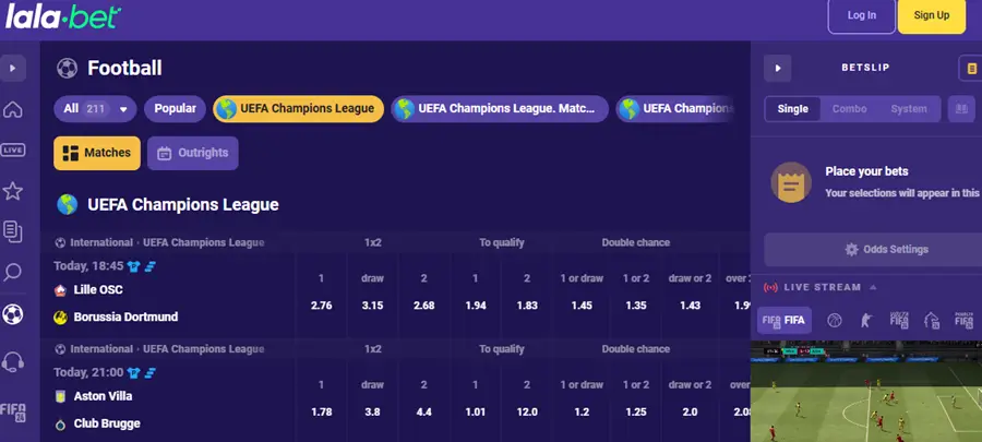 lalabet 2025 sportsbook champions league wedden