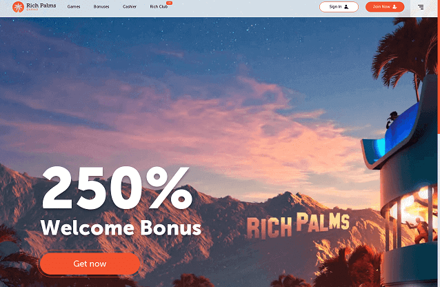 rich palms casino interface screen