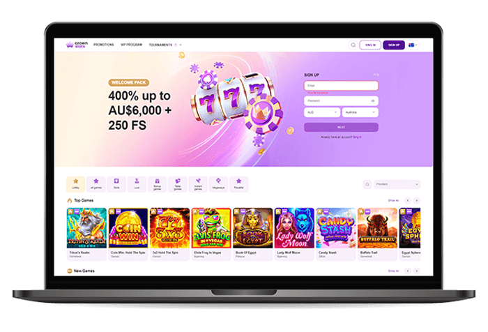 CrownSlots Online Casino AU Mockup