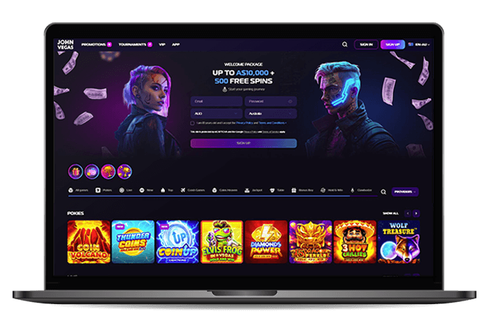 JohnVegas Casino Homepage Mockup AU