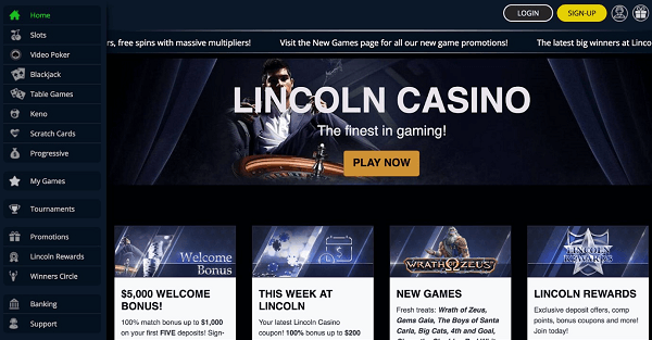 Lincoln Casino Homepage