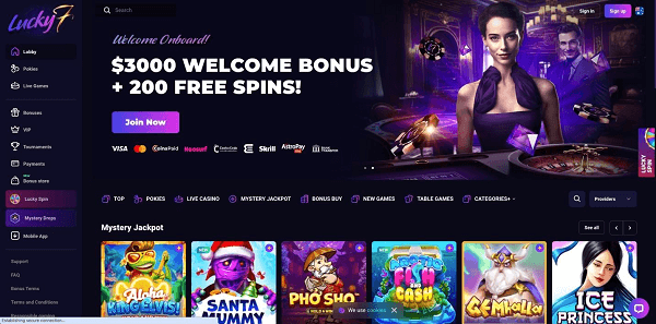 Lucky7even Casino Homepage