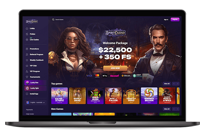 Spiritcasino Homepage Mockup