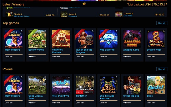 Winward Casino Homepage