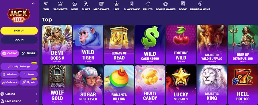 jacktop casino 2025 gokkasten screenshot