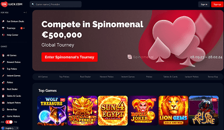 onluck casino homepage