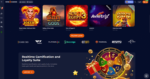 nine casino homepage